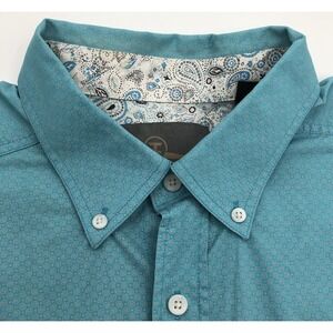 Panhandle Slim Western Shirt Mens‎ LARGE Blue Geometric Tuf Cooper Vented Rodeo